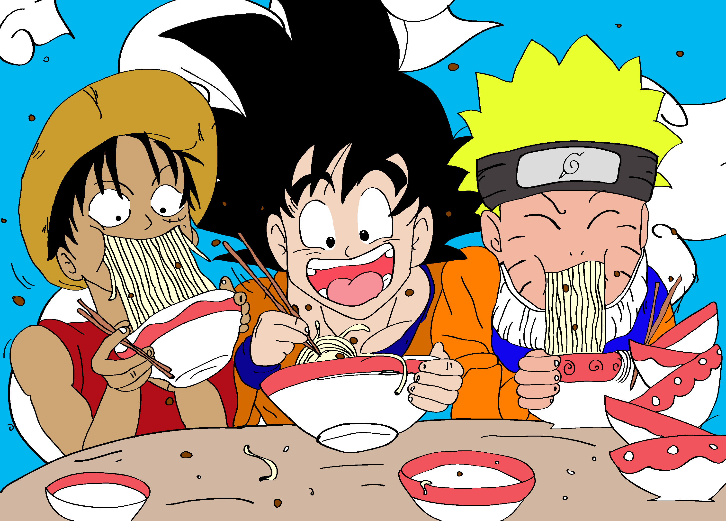 Luffy,Goku y Naruto by omaromy on DeviantArt Luffy,Goku y Naruto by omaromy on DeviantArt