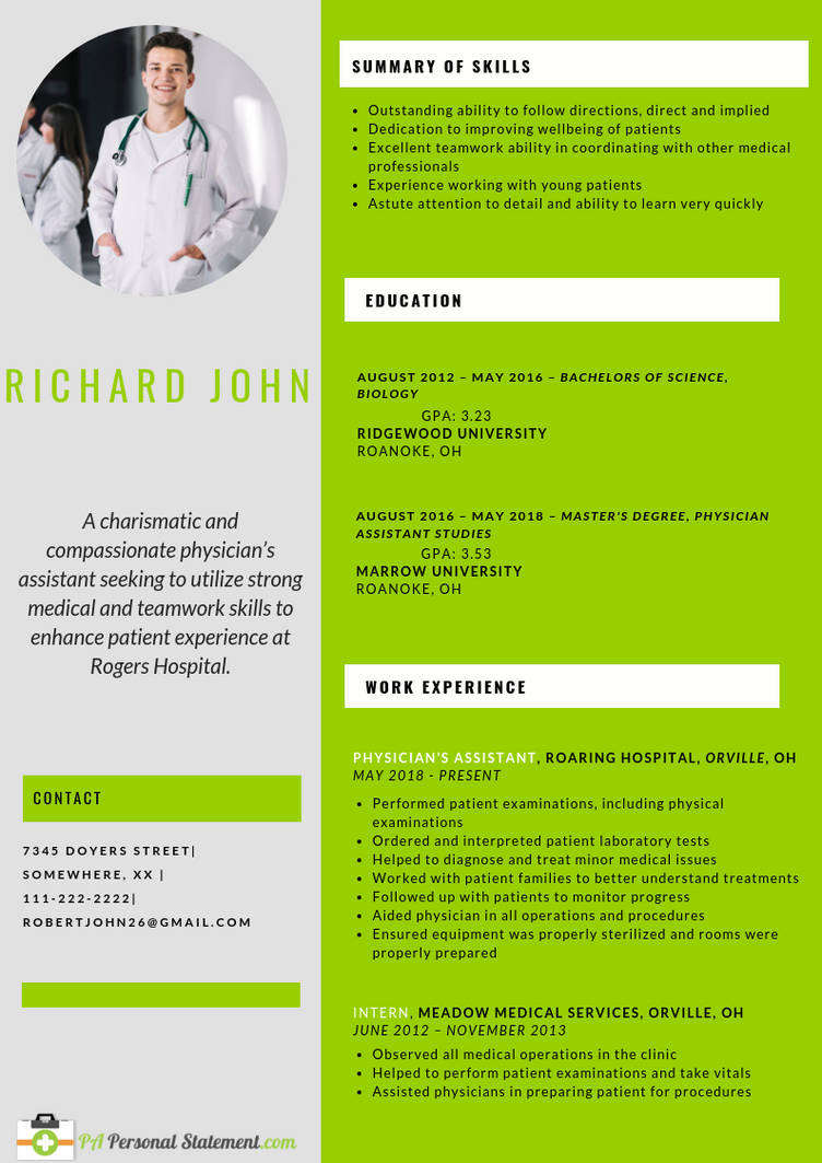 Physician Assistant Resume Sample by PA-PersonalStatement on DeviantArt