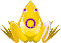 a pixel art frog in intersex pride colors