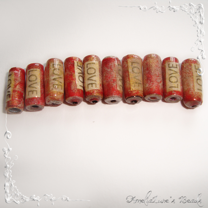 'Love' paper beads