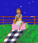 Samma, playing guitar at night by Raakone
