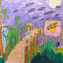 Moonlit Night on Elevated Walkway