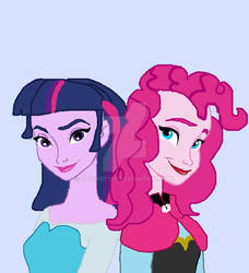 Twilight and Pinkie as Anna and Elsa by Daniarts19