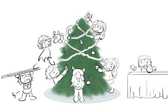 Decorating the Tree -lineart-
