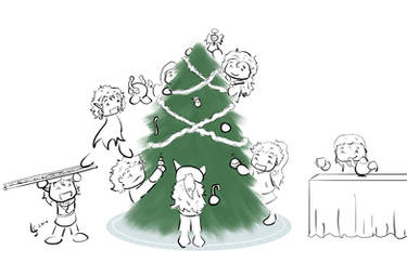 Decorating the Tree -lineart-