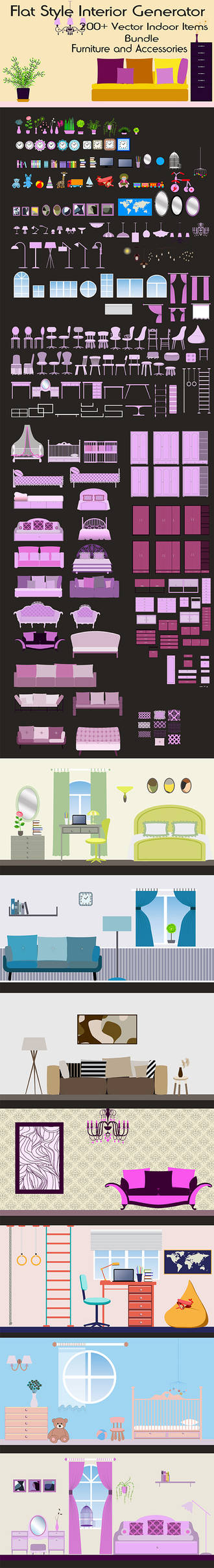 Interior Generator: 200+ Vector Furniture Items by Kseniya-Omega on ...