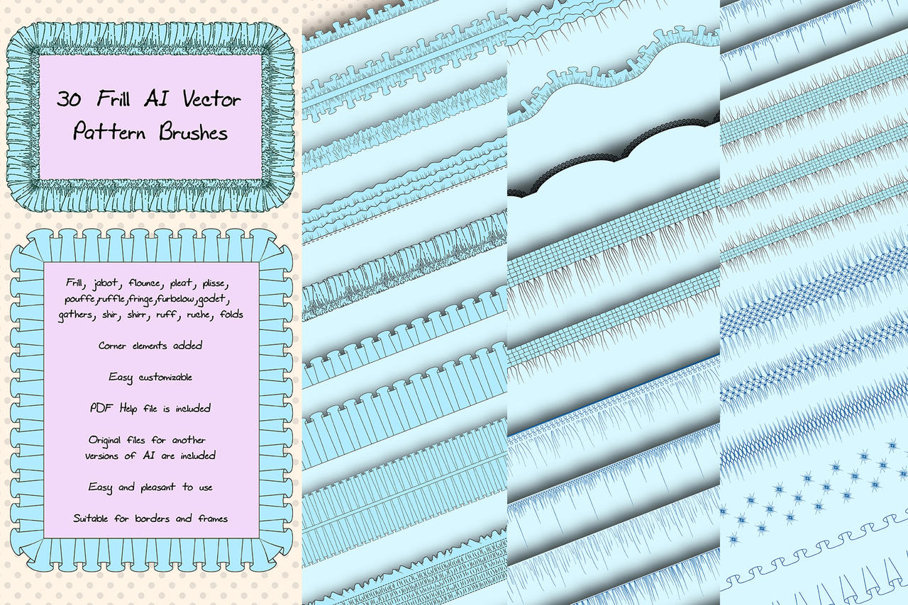 Frill Pattern 31 Sewing Vector AI Frill Pattern Brushes by Kseniya-Omega on DeviantArt
