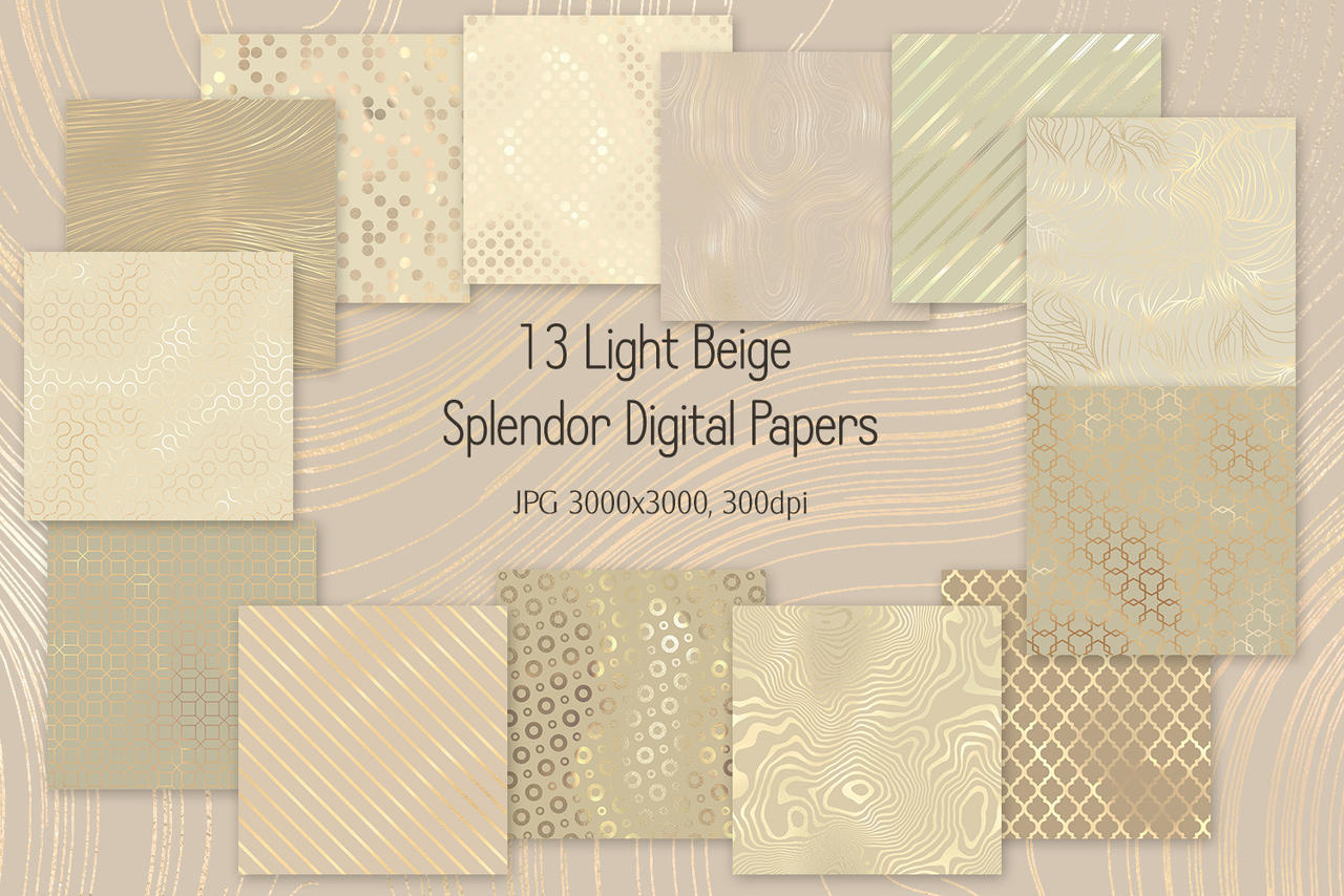 Set of 13 Light Beige Splendor Digital Papers by Kseniya-Omega on ...