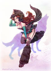 .:Wolf Girl Aya:. Commission by Mako-Fufu