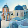 Greek buildings-oil on canvas