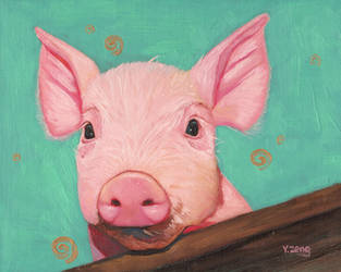Oil painting - Piggy/piglet by YueZeng-MN