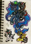 Lunafeesh and her Cuties by LightningSilver-Mana