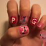 Minecraft Pig Nail Art