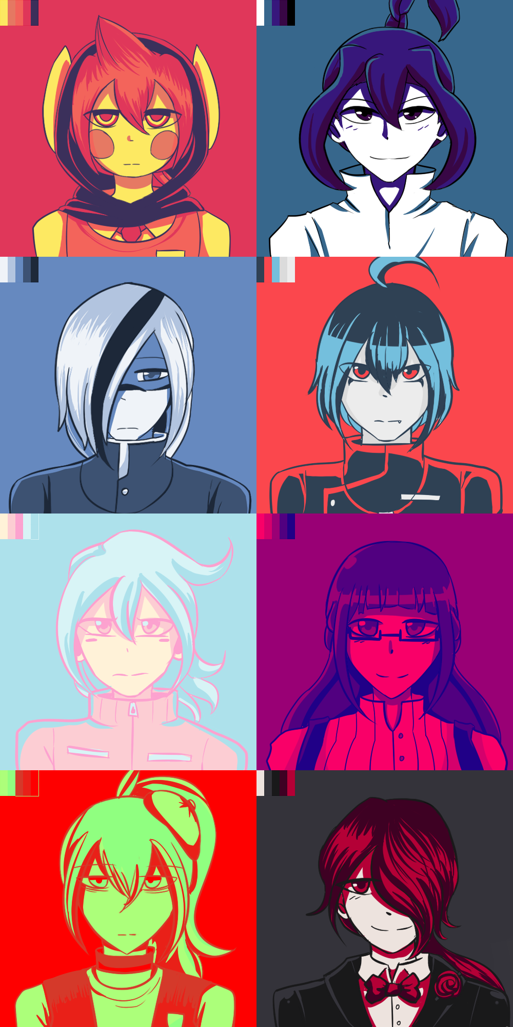 Danganronpa OCs - color palettes by FukurouZ on DeviantArt
