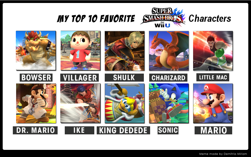 Top 10 Super Smash Bros. for Wii U Characters