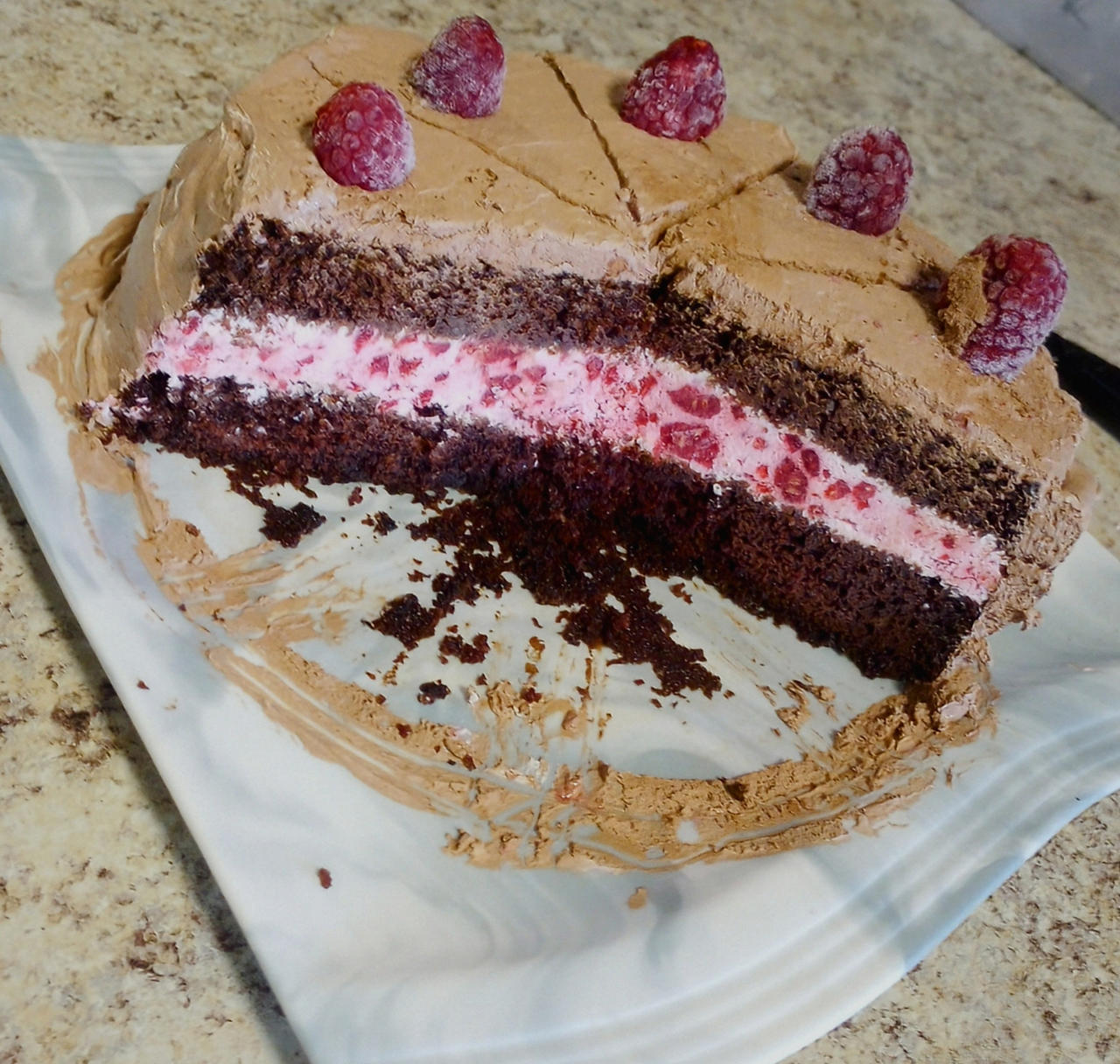 Raspberry Dark Chocolate Birthday Cake 2/2