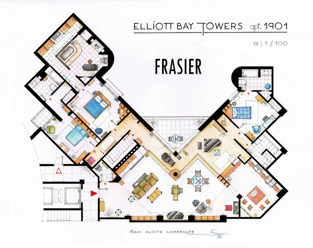 Frasier S Apartment Floorplan Old Version By Nikneuk On Deviantart Frasier S Apartment Floorplan Old Version By Nikneuk