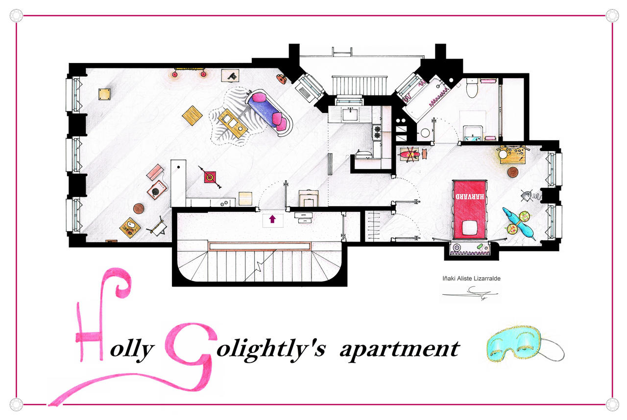 Breakfast at Tiffany's Apartment floorplan Poster