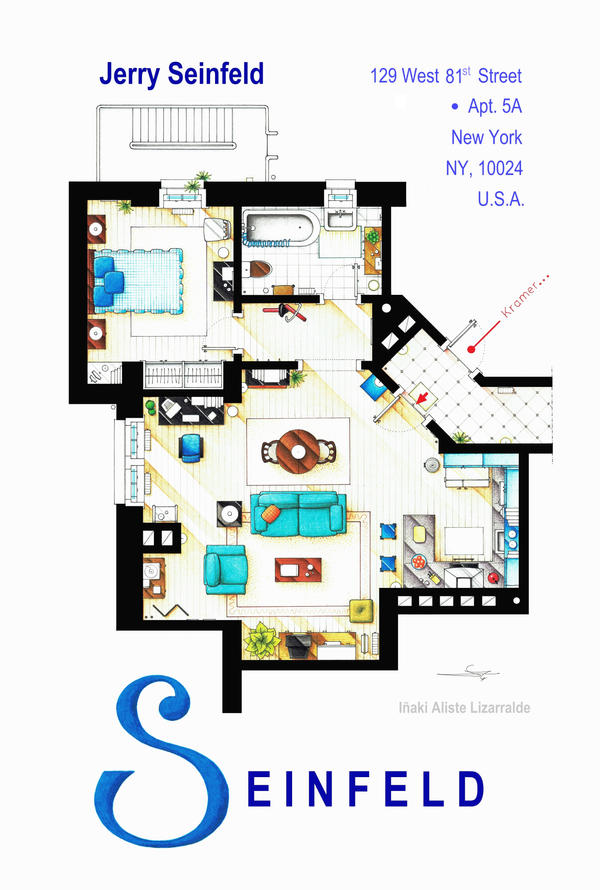 Jerry Seinfeld Apartment floorplan (Updated)