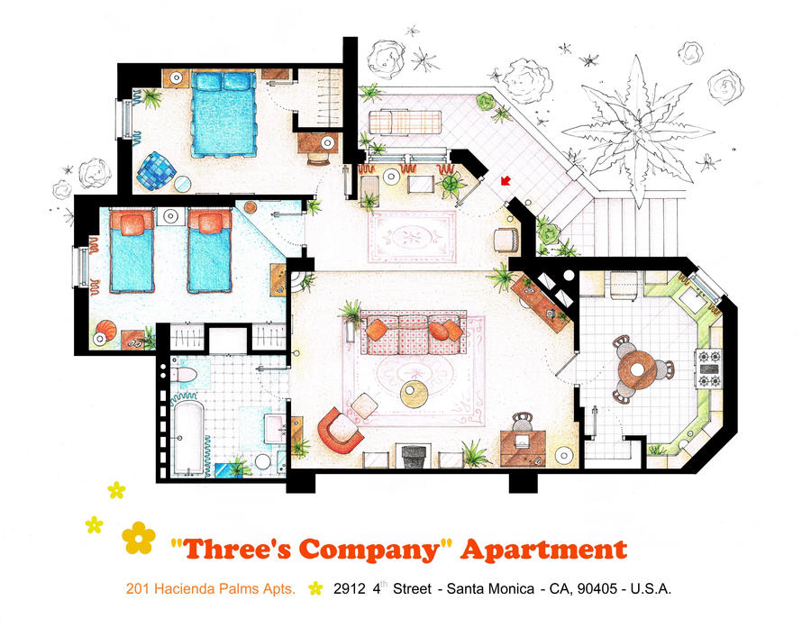 Floorplan Of Three S Company Apartment By Nikneuk On Deviantart