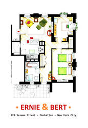 Floorplan of Ernie and Bert apartment on Sesame St
