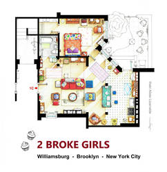 Floorplan of the apt. from 2 BROKE GIRLS version B