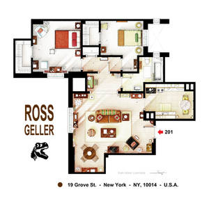 Floorplan of Ross apartment from FRIENDS