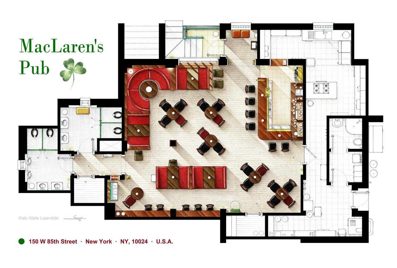 Pub Layout Map Floorplan of MacLaren's Pub from HIMYM by nikneuk on DeviantArt