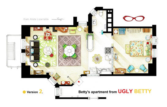 Floorplan of Betty's apt. from UGLY BETTY - V.2