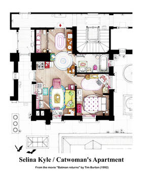 Floorplan of Catwoman's apt. from BATMAN RETURNS
