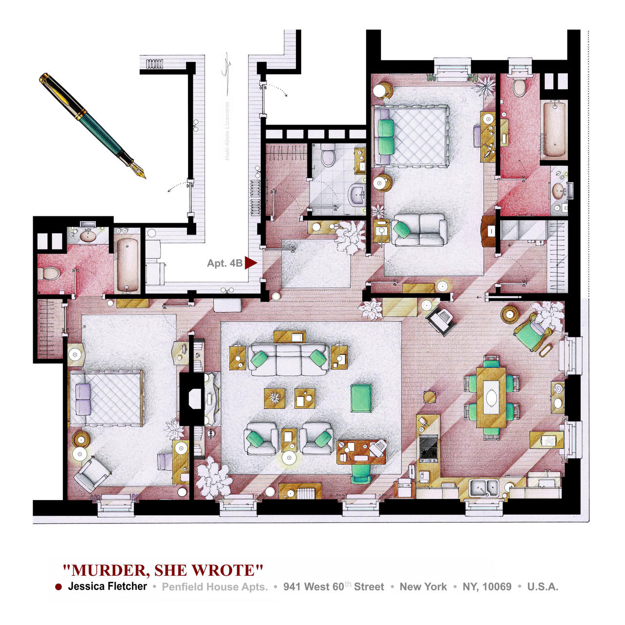 MURDER, SHE WROTE Jessica Fletcher's NY apartment