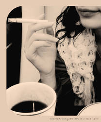 coffee, lips and cigarette