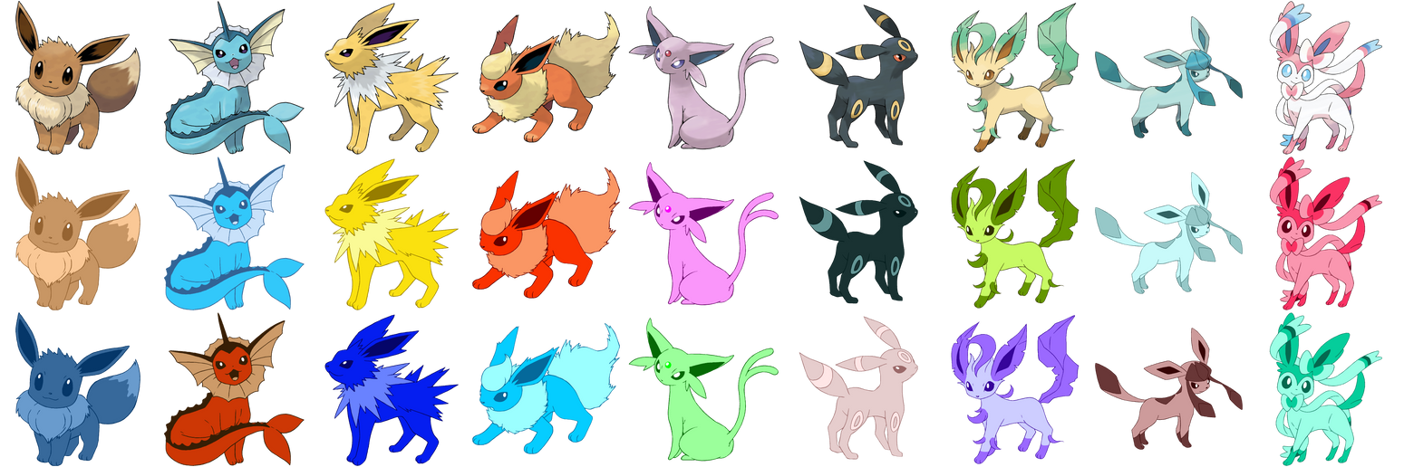 Eeveelution Colour Study by MartAnimE on DeviantArt
