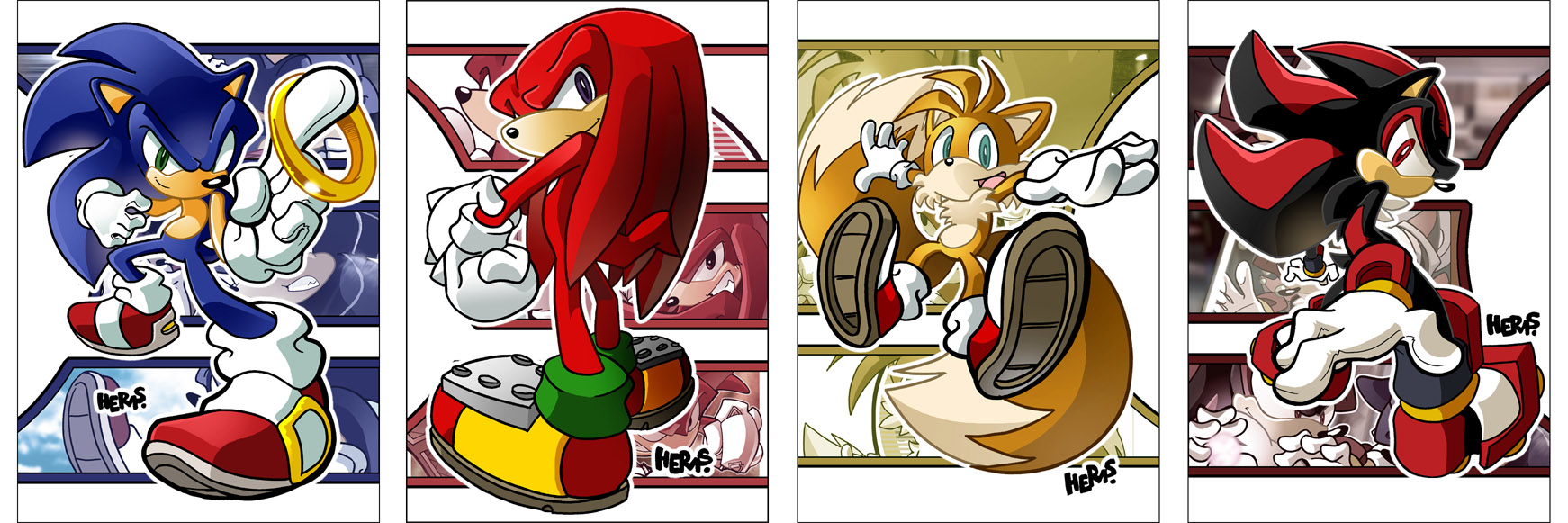 Sonic, Tails, Knuckles, and Shadow (soniclookyou) by gabrielmarioandsonic  on DeviantArt