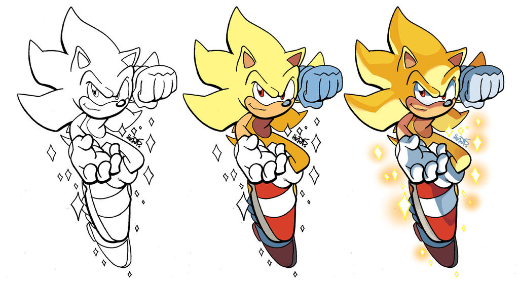 Inks-to-Colors Super Sonic by herms85 on DeviantArt