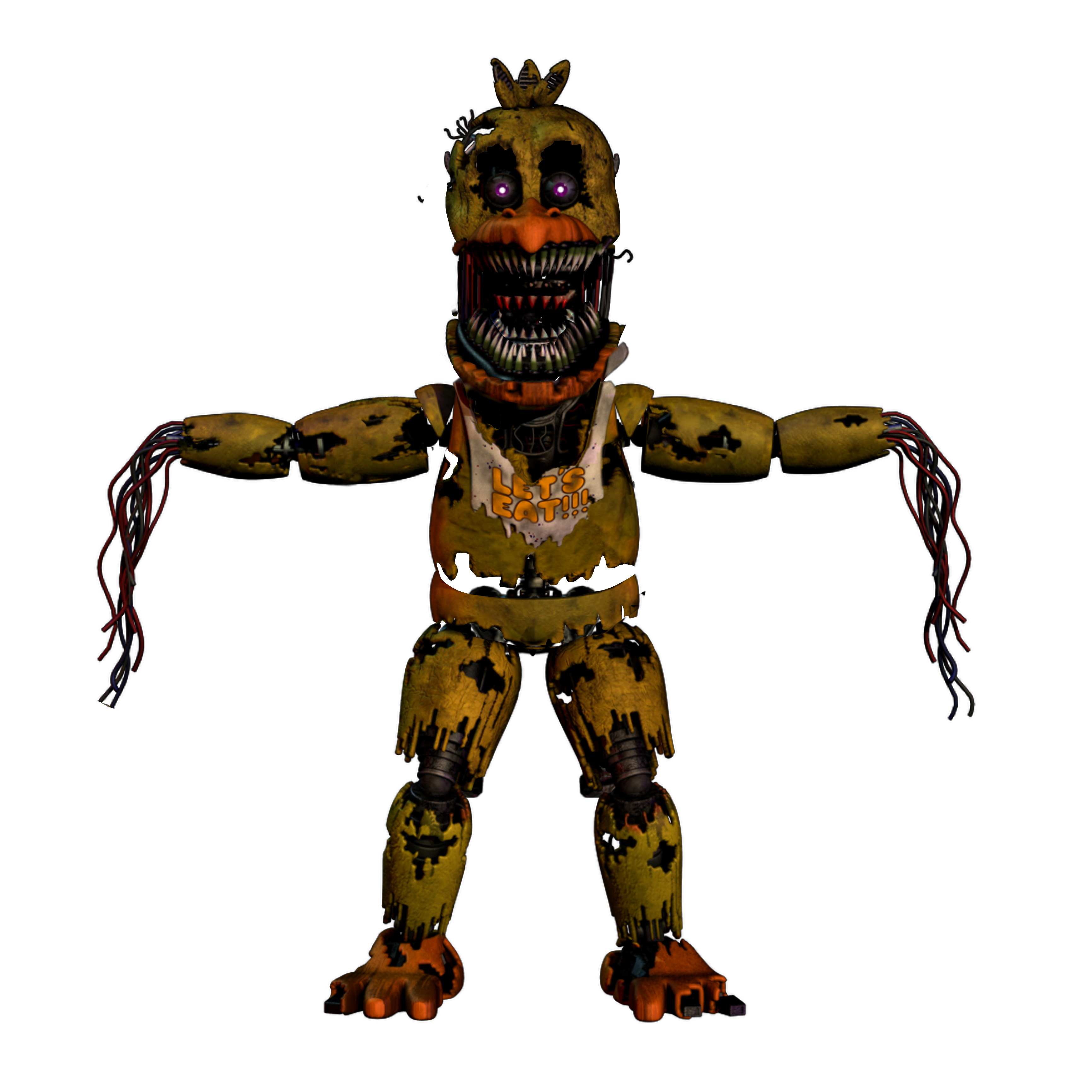 Nightmare Withered Chica (New Version), My own Custom Animatronic and inky  designs/Edits