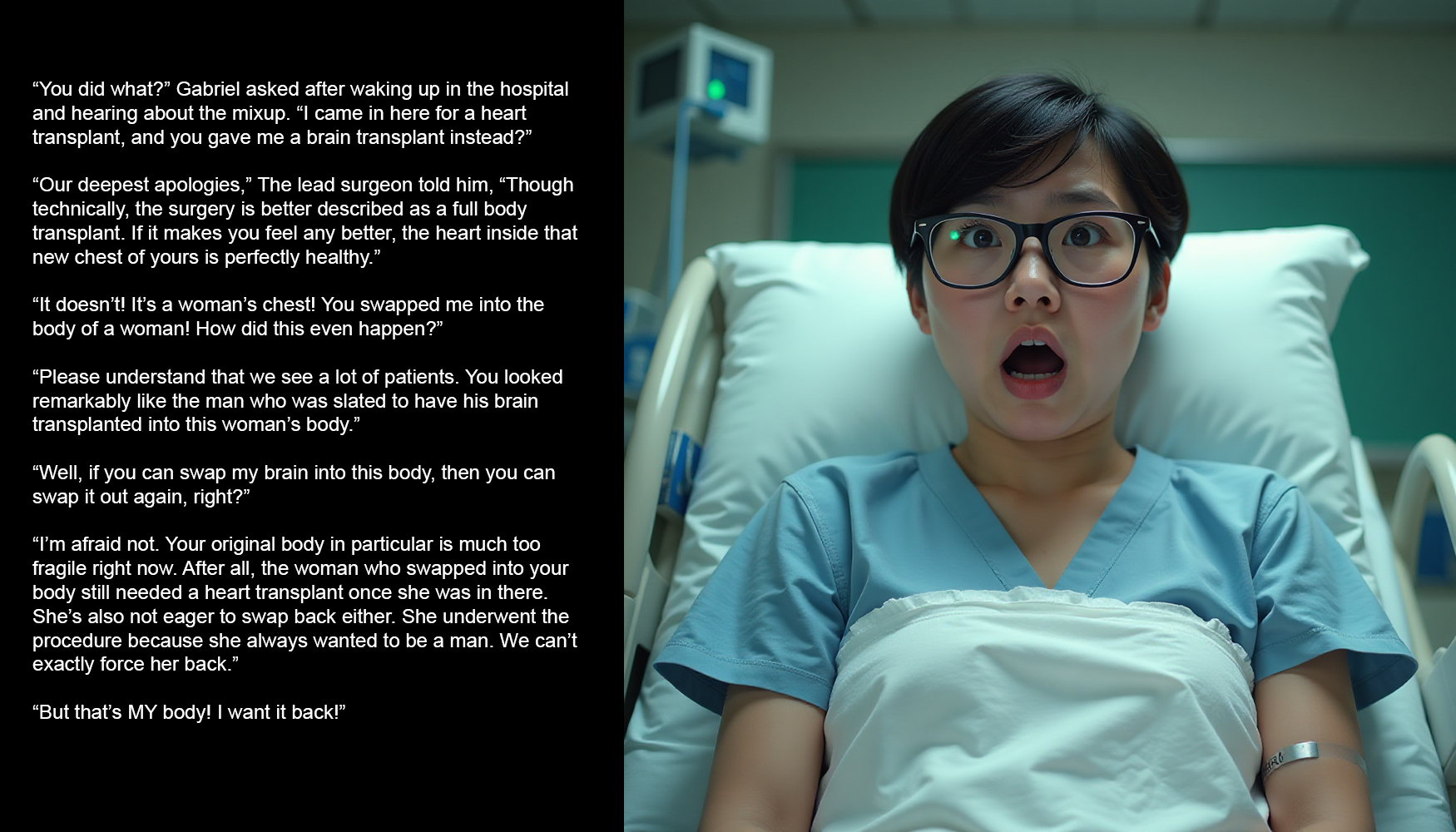 A Mixup at the Hospital (A Body Swap TG Caption) by greatshift on ...