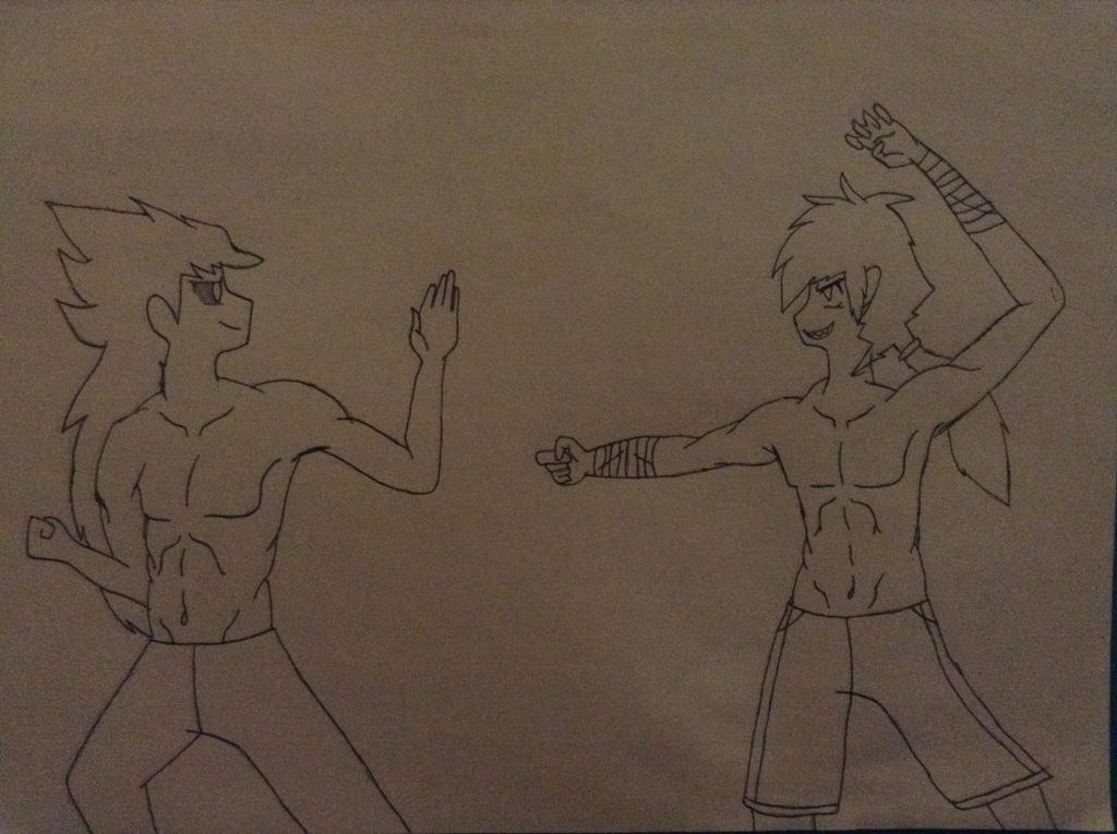 Kota and Alffy sparring session (art trade)