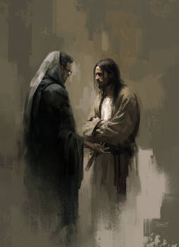 Self-portrait as St. Nicodemus talking with Christ