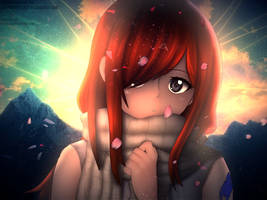 Erza Scarlet With Scarf - By: Kyone and LucyHeart.