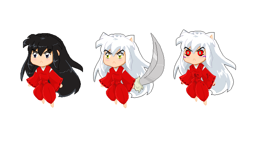 3 Inuyashas - pixel chibis