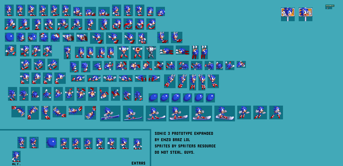 sonic 3 prototype sprites extended by enzogames29 on DeviantArt