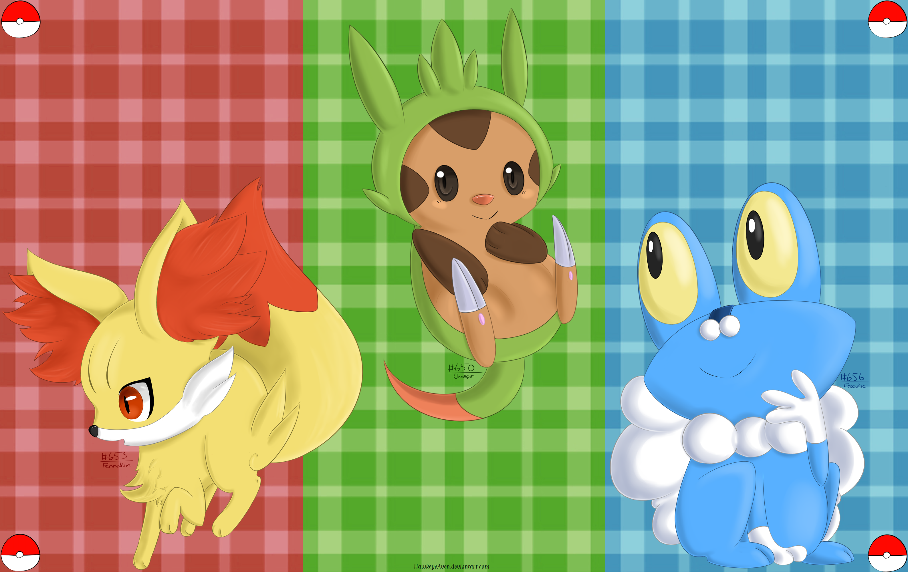 Wallpaper] Pokemon X/Y Starters by arkeis-pokemon on DeviantArt