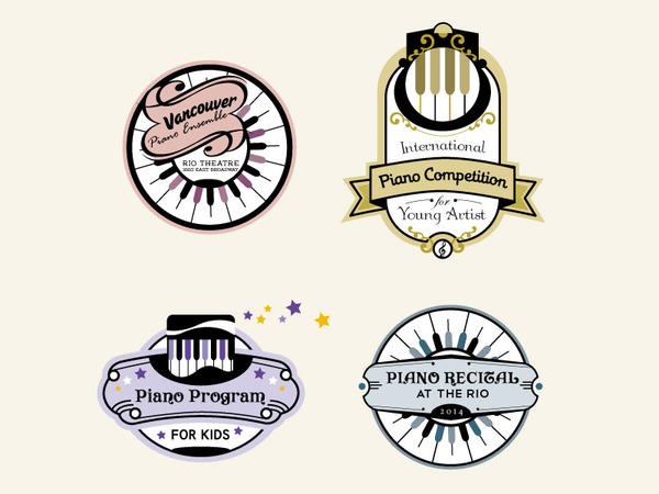 Vintage Piano Badges by GraphicIdentity