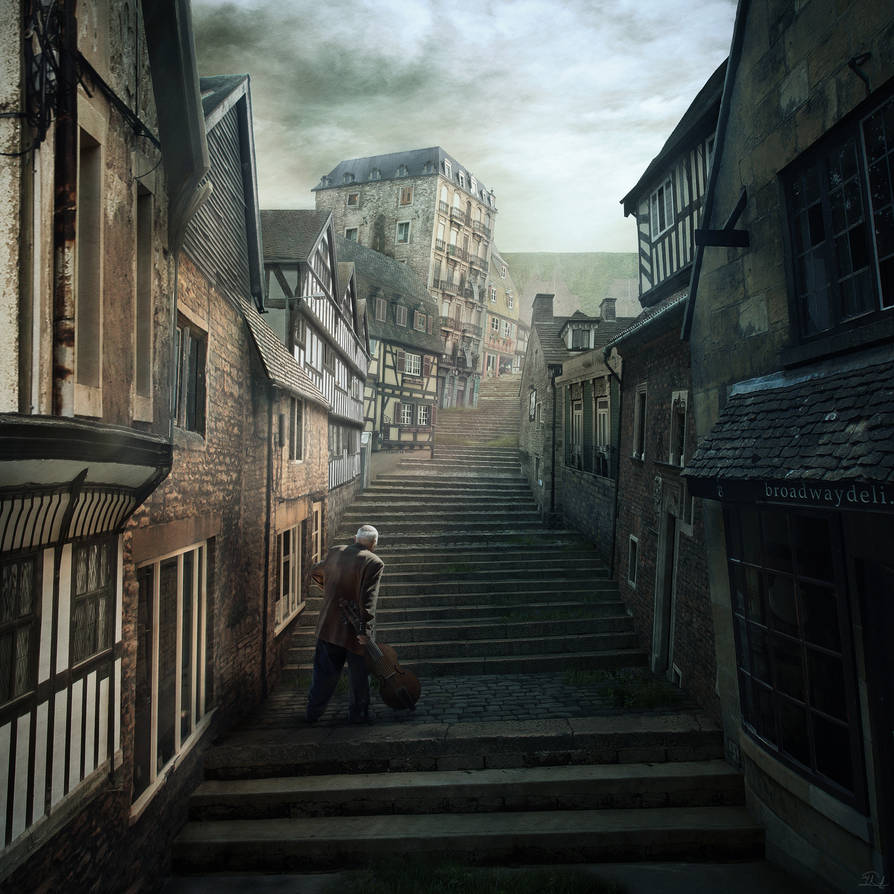 Rue d'Auseil - The Music of Erich Zann - Lovecraft by mcrassusart
