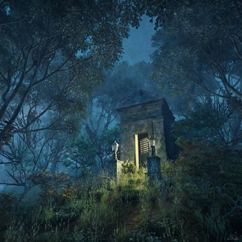 The Tomb, nighttime - H.P. Lovecraft - Concept Art by mcrassusart