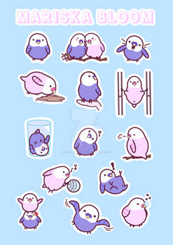 Pepe and Mia Budgie Sticker Sheet