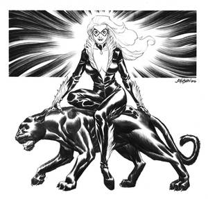 Black Cat sitting on a black cat. Commission piece