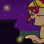 Sunset Shimmer plays the piano