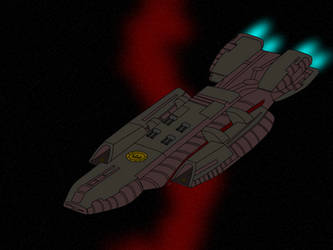 Battlestar Galactica at the vastness of space